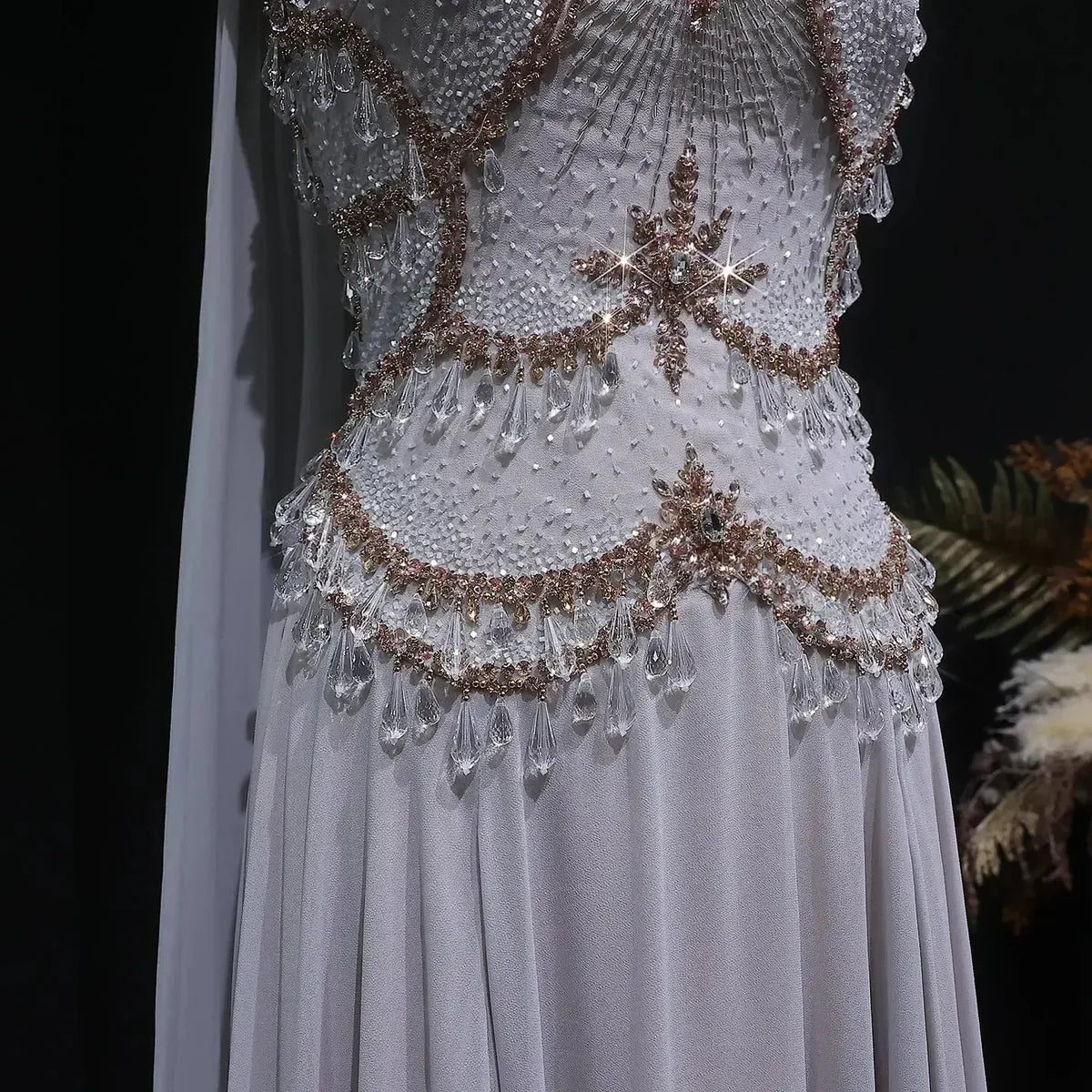 The Vivienne — Large Crystal Cap-Sleeve Gown