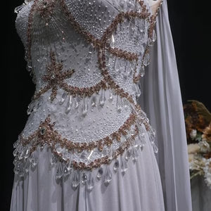 The Vivienne — Large Crystal Cap-Sleeve Gown