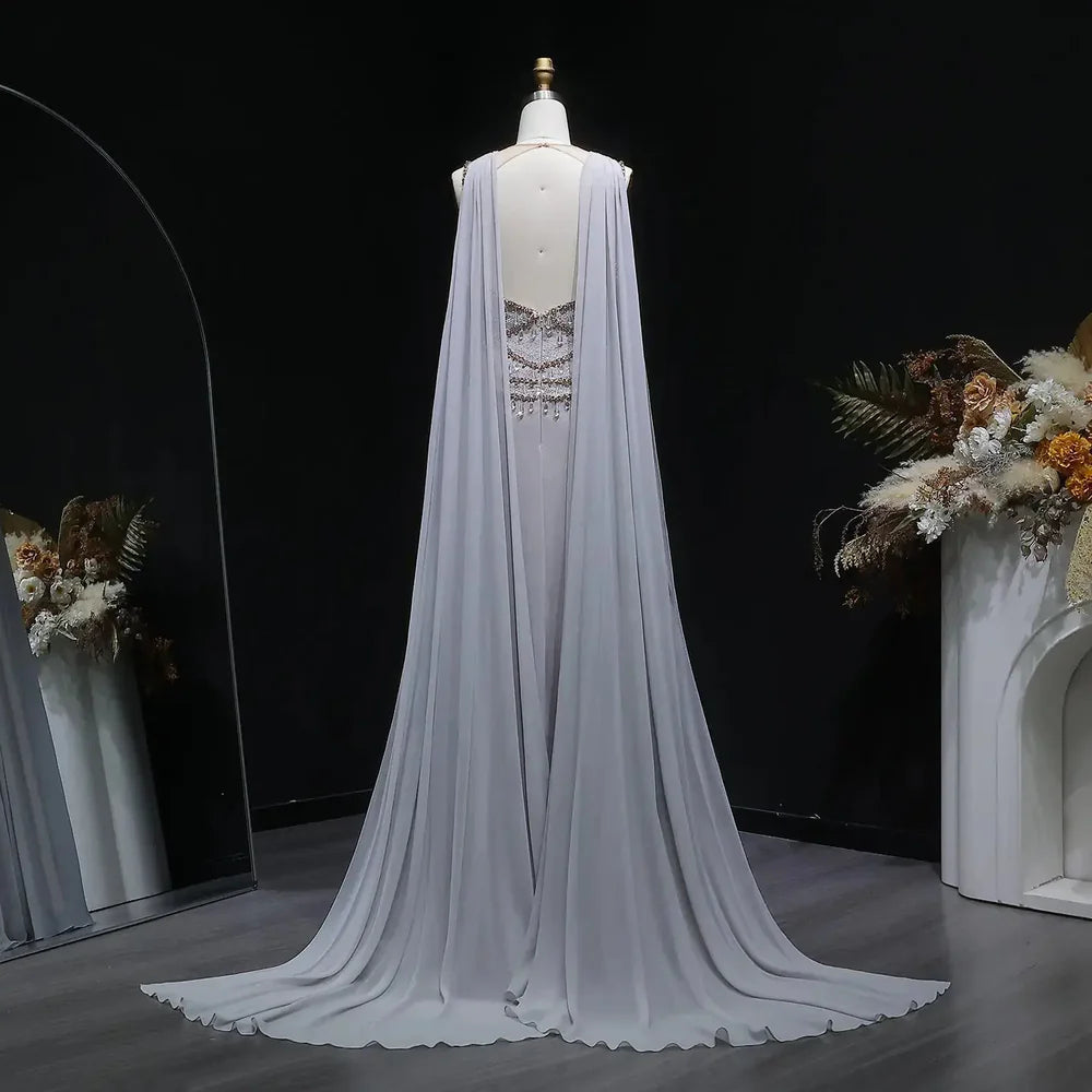 The Vivienne — Large Crystal Cap-Sleeve Gown