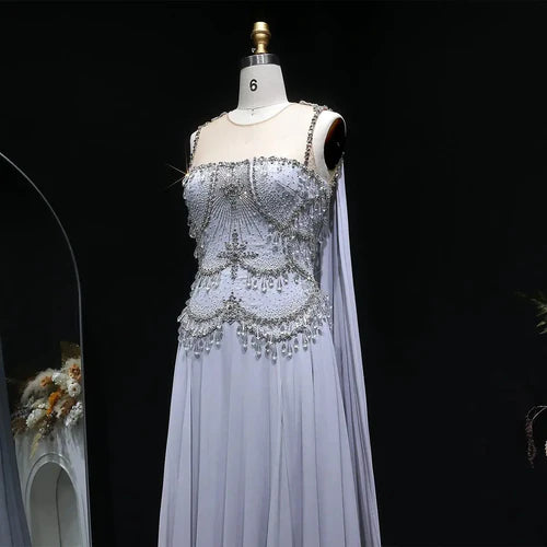 The Vivienne — Large Crystal Cap-Sleeve Gown