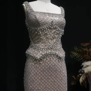 The Margaux — Crystal Beaded Spaghetti Strap Gown