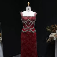 The Margaux — Crystal Beaded Spaghetti Strap Gown