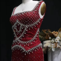 The Margaux — Crystal Beaded Spaghetti Strap Gown