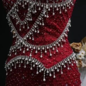 The Margaux — Crystal Beaded Spaghetti Strap Gown