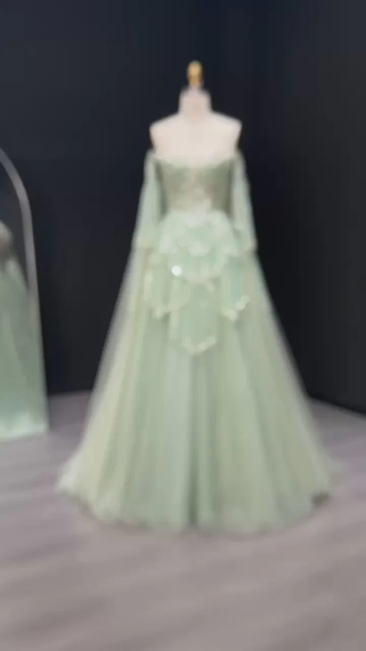 The Valentina — Off-Shoulder Cape Gown